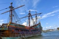 Historic galleon Batavia at the coast of Ijsselmeer