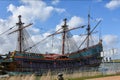 Historic galleon Batavia at the coast of Ijsselmeer