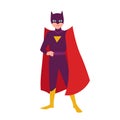 Batboy. Teenage kid in bat costume standing in heroic pose. Fantastic child hero with super power. Teen superhero Royalty Free Stock Photo