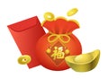 Lucky money and red envelope for chinese new year Royalty Free Stock Photo