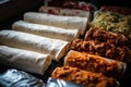 a batch of homemade burritos, ready to be packed for lunches or dinners