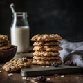 Batch of Oatmeal Cookies and milk