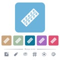 Batch of pills in blister pack flat icons on color rounded square backgrounds Royalty Free Stock Photo
