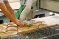 Batch production process with CNC wood router Royalty Free Stock Photo