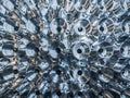 A batch of shiny metal cnc aerospace parts production - close-up flat lay with selective focus for industrial background