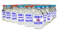 Batch of 2 doses vaccine in vials, blue & red caps. Royalty Free Stock Photo