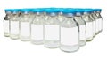 Batch of vaccine, medicine. Blank labels. Isolated.