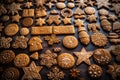 batches of gingerbread cookies in various holiday shapes