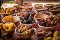 Batches of Peruvian spices and corn Royalty Free Stock Photo