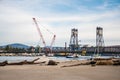 Batemans Bay new bridge construction on a Clyde River. NSW, Australia Royalty Free Stock Photo