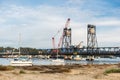 Batemans Bay new bridge construction on a Clyde River. NSW, Australia Royalty Free Stock Photo