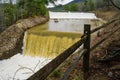 View of the High Water Coming Over Douthat Lake Upper and Middle Dams Royalty Free Stock Photo