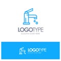 Bath, Bathroom, Cleaning, Faucet, Shower Blue outLine Logo with place for tagline Royalty Free Stock Photo