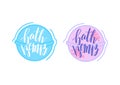 Bath bomb illustration with lettering text. Home spa relaxation cosmetics.