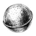 Bath bomb is round. EPS hand drawn black and white vector graphic illustration. Isolated object on a white background. Royalty Free Stock Photo