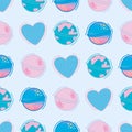 Bath bombs seamless pattern. Home spa relaxation cosmetics for taking a bath. Design for packaging, textile