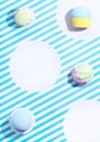 Bath bombs in soft pastel colors. Bright creative concept minimal Royalty Free Stock Photo