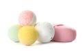 Bath bombs and sponge Royalty Free Stock Photo
