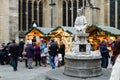 Bath Christmas Market - Statue of Water Goddess outside Bath Abbey