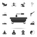 bath and a drop of oil with a pipette icon. Detailed set of SPA icons. Premium quality graphic design. One of the collection icons Royalty Free Stock Photo