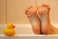 Bath duck meeting feet