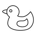 Bath duck thin line icon. Rubber duck vector illustration isolated on white. Toy outline style design, designed for web