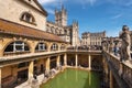 Bath, England - May 13, 2019 : inside of Roman Baths which is a site of historical interest in the city of Bath. The Royalty Free Stock Photo