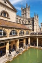 Bath, England - May 13, 2019 : inside of Roman Baths which is a site of historical interest in the city of Bath. The Royalty Free Stock Photo