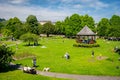 Bath, England - People resting at the Parade Gardens