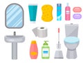 Bath equipment icon toilet bowl bathroom clean flat style illustration hygiene design.