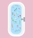Bath with flowers and citrus. Spa treatments for women. Skin care, beauty and health.