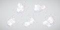 Soap foam white flakes with bubbles a realistic vector illustrations set