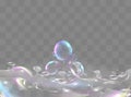 Bath foam with shampoo bubbles isolated on a transparent background. Vector shave, foam mousse with bubbles top view