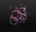 Bath foam soap with neon bubbles isolated vector illustration on transparent background. Colorful cloud of blowing