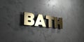 Bath - Gold sign mounted on glossy marble wall - 3D rendered royalty free stock illustration