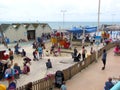 Bath houses and tourists, Brighton, Sussex, England