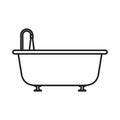 The bath icon. The outline of a cast-iron bathtub on legs with running water from the tap.