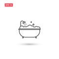 Bath icon vector with shower design isolated Royalty Free Stock Photo