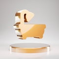 Bath icon. Yellow Gold Bath symbol on golden podium