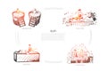 Bath - japanese bath, russian bath, finnish sauna, turkish bath vector concept set