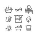 Bath line art icons set. Editable stroke