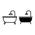 Bath line and glyph icon. Bathroom vector illustration isolated on white. Bathtub outline style design, designed for web