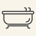 Bath line icon. Bathtub symbol, outline style pictogram on beige background. Hotel bathroom sign for mobile concept and Royalty Free Stock Photo