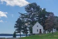 Bath, Maine, USA: A small outbuilding on the grounds of the Maine Maritime Museum