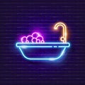 Bath neon sign. Vector illustration for design. Plumbing concept