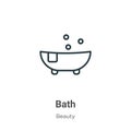 Bath outline vector icon. Thin line black bath icon, flat vector simple element illustration from editable beauty concept isolated Royalty Free Stock Photo