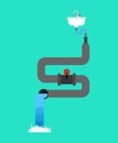 Bath plumbing system. Sewerage scheme. Vector illustration