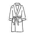 Bath robe, robe for the shower, bathrobe, doodle style, sketch illustration, hand drawn, vector