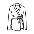 Bath robe, robe for the shower, bathrobe, doodle style, sketch illustration, hand drawn, vector