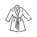 Bath robe, robe for the shower, bathrobe, doodle style, sketch illustration, hand drawn, vector